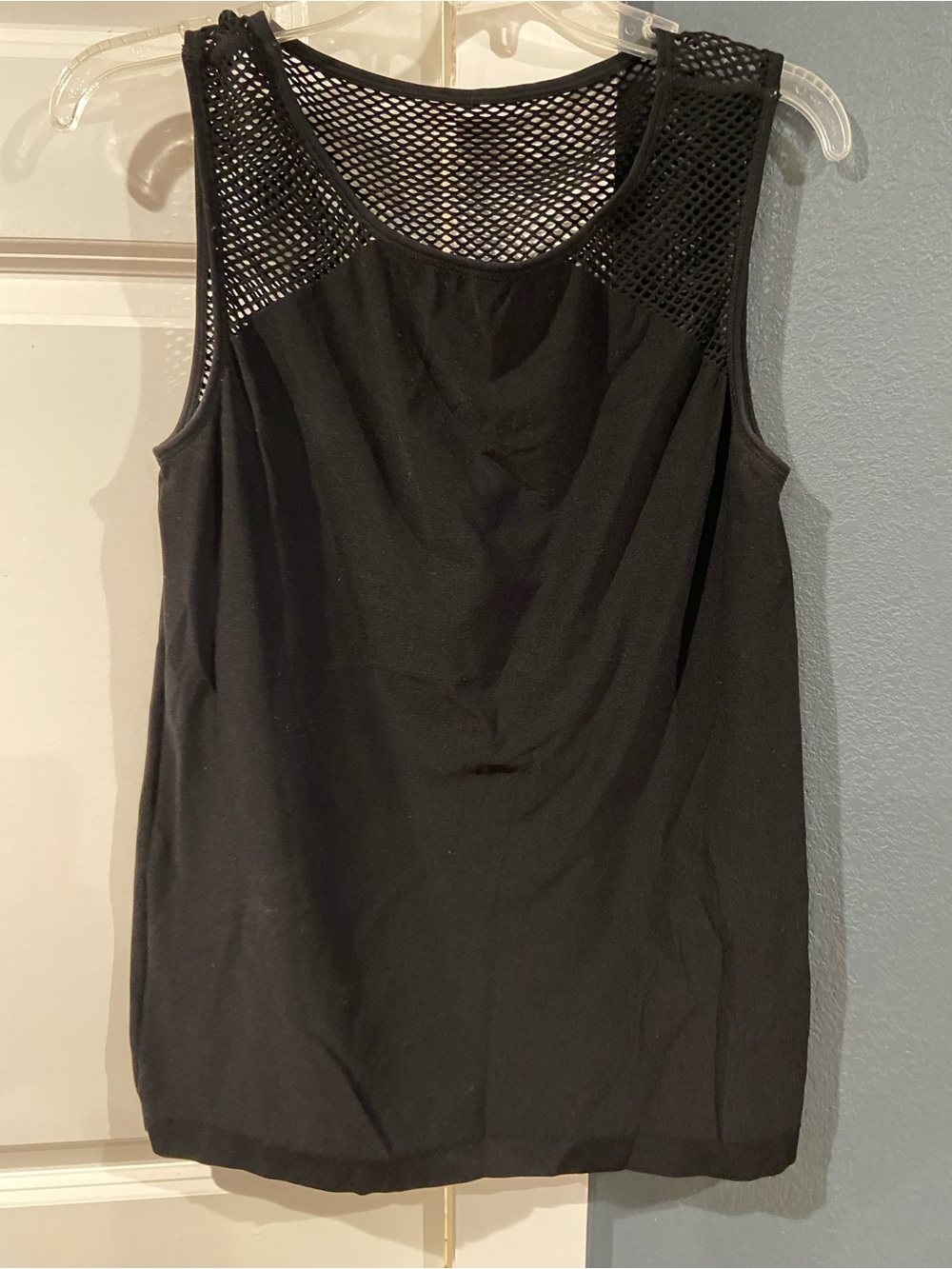 Fabletics Black Mesh Yoke Tank Top